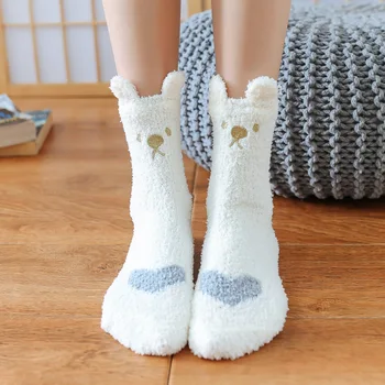 

Women Girls Soft Bed Floor Socks Fluffy Warm Christmas Sock Cartoon Coral Velvet For Princess Holiday Birthday Gifts