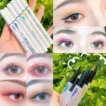 

Xixi rainbow eyeliner pencil cute white apperance red yellow brown purple white long lasting slim matte liquid eyeliner AC211