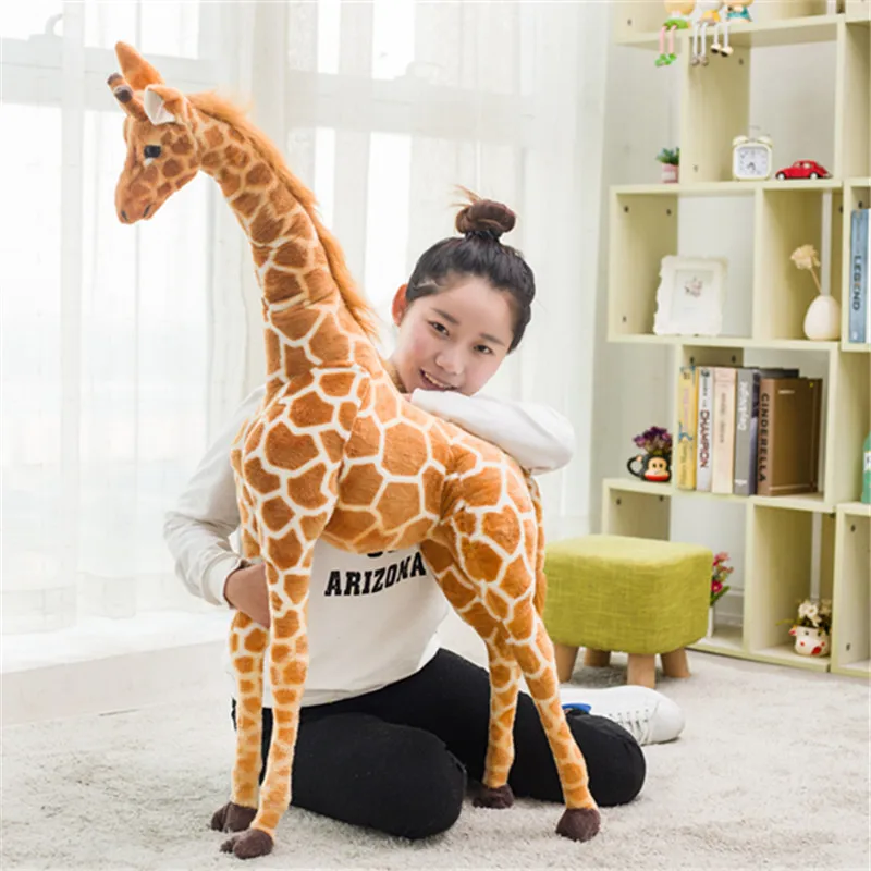 Three-dimensional simulation giraffe plush toy doll indoor bar lobby furnishings realistic animal models children's day birthday