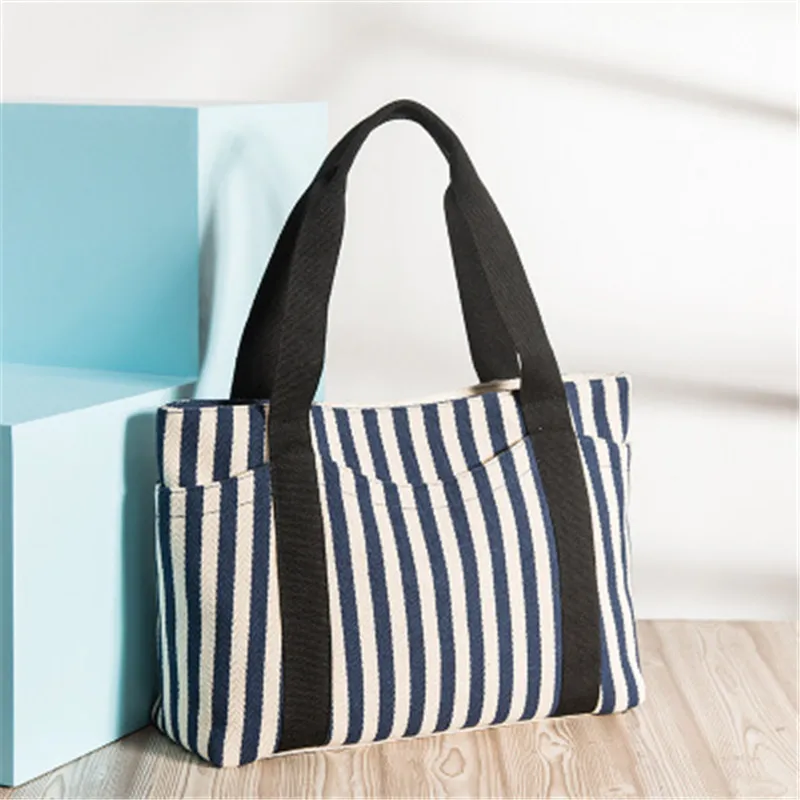 

SCV 2019 Striped Canvas Bags Female Shoulder Bags Fashion Portable Messenger Bag Women's Wings Canvas Bag Mummy Handbags Totes