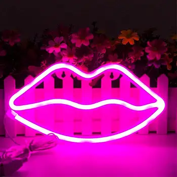 

LED Neon Sign Night Lights Lips Lamp Wall Decor Light USB socket for Indoor Christmas Wedding Party Kids Room love romantic