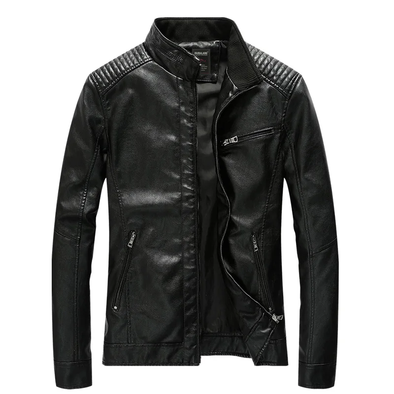Мужская мотоциклетная кожаная куртка, мужские кожаные куртки, пальто, мужские куртки, верхняя одежда, пальто для мужчин, jaqueta de Couro, Прямая поставка, ZA240 - Цвет: Black