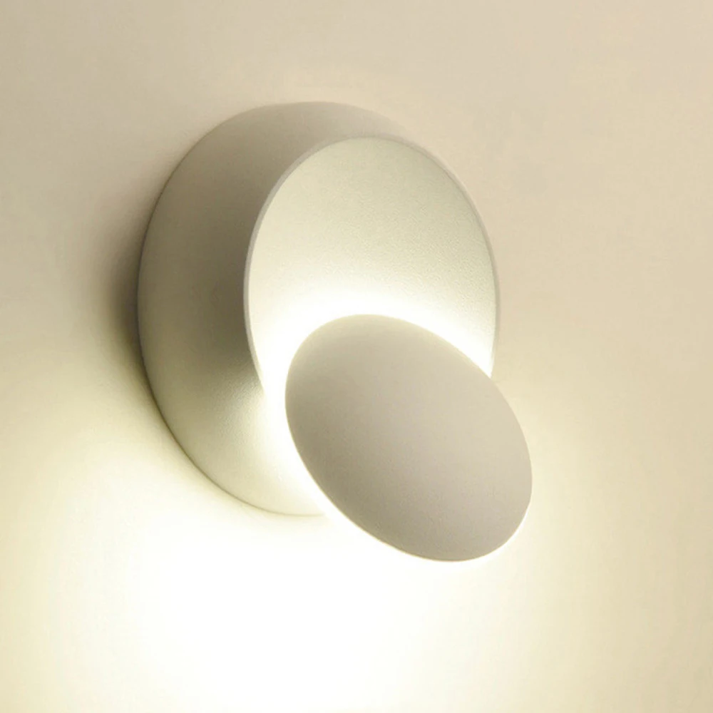 LED Wall Lamp 360 Degree Rotation Adjustable Bedside Lights White Black Creative Wall Lamp Modern Aisle Round Lamp Decora Lights 7