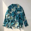 Women High Quality Silk Notched Long Sleeve Floral Printing Blouse Shirt 5