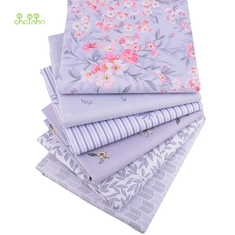 

Chainho,Gray Floral Series,Printed Twill Cotton Fabric,Patchwork Cloth For DIY Sewing Quilting Baby & Child's Material,100x160cm