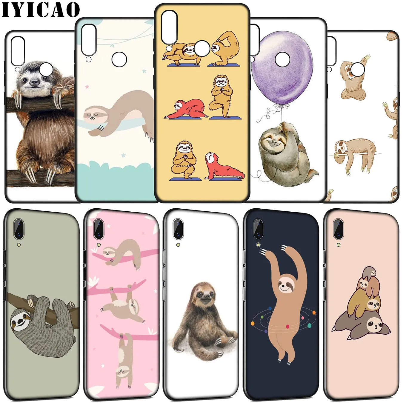 Мягкий силиконовый чехол IYICAO yoga sloth rose для Huawei Y9 Y7 Y6 Prime 2019 Honor view 20 8C 8X 8 9 9X 10 Lite 7C 7X 7A