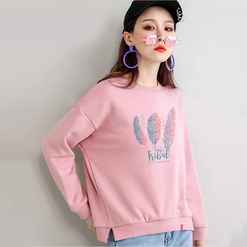 

pink girls sweatshirt korean kpop loose stlye hoodie graphic print kawaii harajuku sweat femme oversize ladies fall clothing