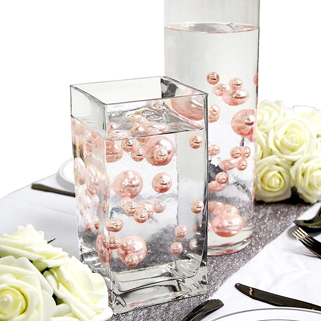 50Pcs Floating Vase Pearl Includes Transparent Water Gels Assorted Color  Vase Decoration No Hole Pearls Wedding Table Decoration