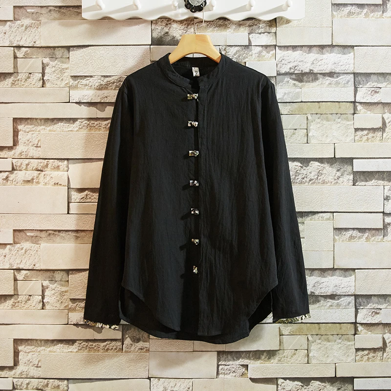 

Plus Asian Size L-5XL Linnen COTTON Shirt For Men Long Sleeves 2020 Spring Autumn Style Fashion Casual Clothing