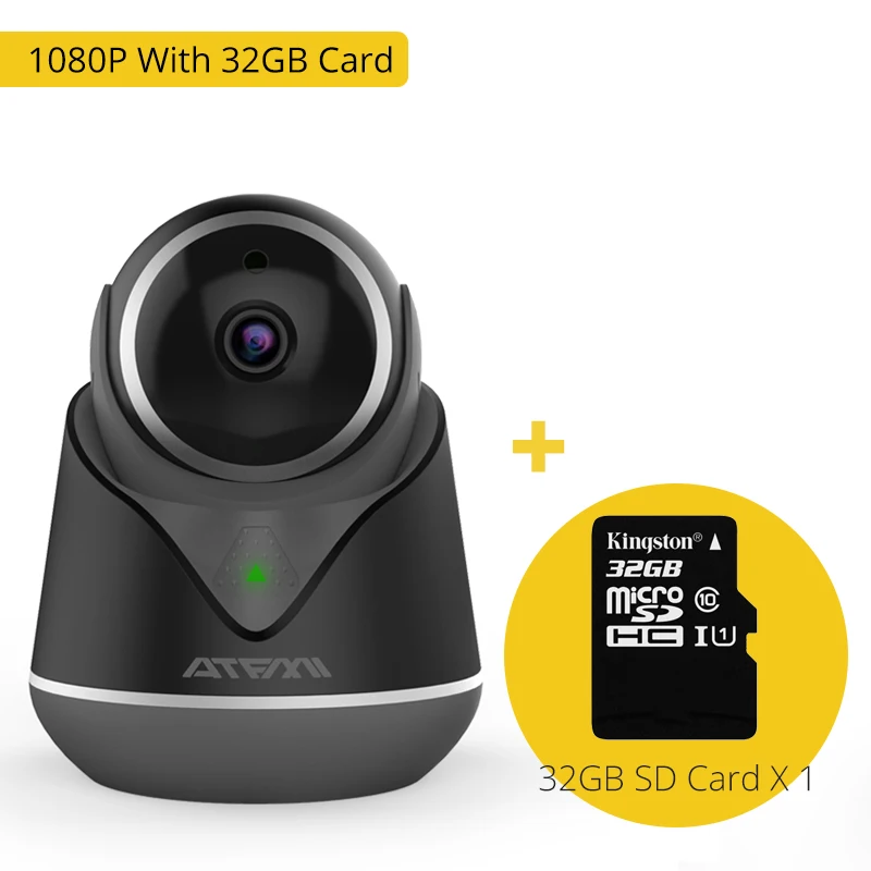 ATFMI 1080P HD IP камера Onvif CCTV двухсторонняя аудио камера ночного видения Поддержка tf-карты Cloud Stroage 433 расширение - Цвет: 1080P With 32GB Card