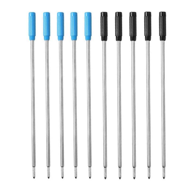 10 unids/lote rotación de Metal Pen recarga especial bolígrafo recarga Barra de núcleo de cartucho de tinta recarga negro azul tinta