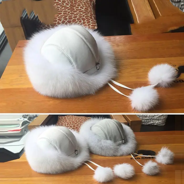

Ladies Fox Fur Grass Hat Korean Version Of Mongolian Princess Hat Autumn And Winter New Ear Protection Ball Tide Cap