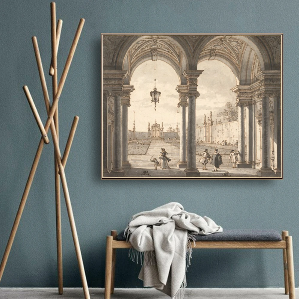 Барокко Colonnad от Canaletto холст живопись, каллиграфия плакаты печать для гостиной Настенные рисунки для спальни домашний декор