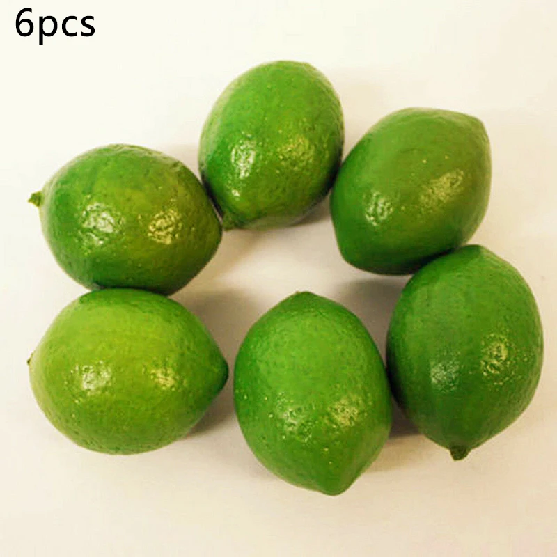 

6pcs Artificial Plastic Limes Lemons Fake Fruit Realistic Home Decor Props children kids toys gift Fake Lemon