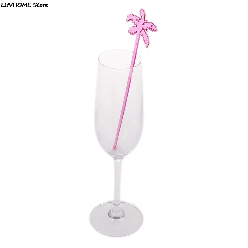 50pcs Coconut Tree Cocktail Swizzle Sticks Drink Stirrer Coffee Muddler Puddler Plastic Night-club Drink/wine Decor