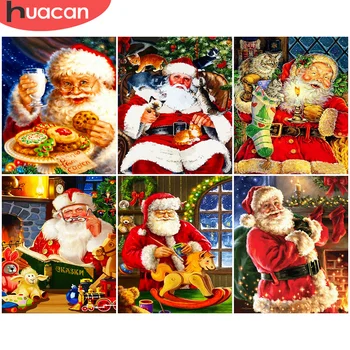 

HUACAN Paint By Number Christmas Hand Painted Painting Art DIY Pictures By Numbers Santa Claus Kits Drawing On Canvas Home Decor