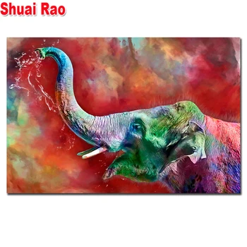

Colored Elephant Squirting Water Diamond Embroidery Sale 5d Diy Diamond Painting Full Square Round Drill Animal Handicrafts Gift