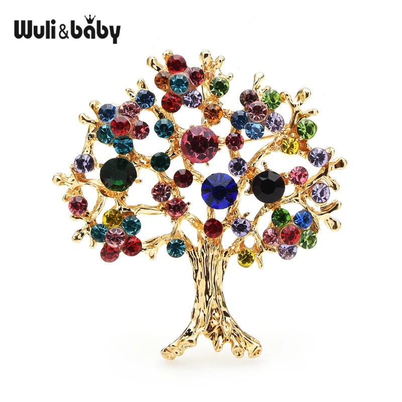 Fashion Diamond Pearls Tree Of Life Brooches For Women Clothing Accessories G QM