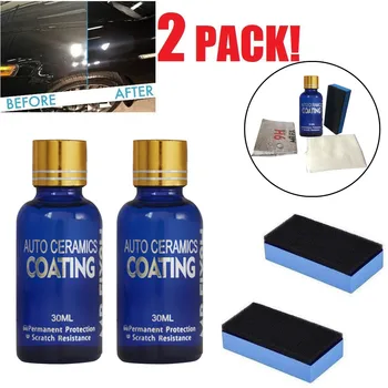 

2PCS 9H Car Liquid Ceramic Coat Super Hydrophobic Glass Coating Set Polysiloxane and Nano materials Care Multicolor #LR30