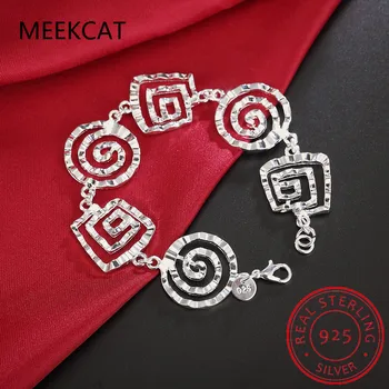

MEEKCAT 925 Sterling Silver Wave Whorl Bracelet For Women Wedding Engagement Party Fine Jewelry Pulseiras es Plata