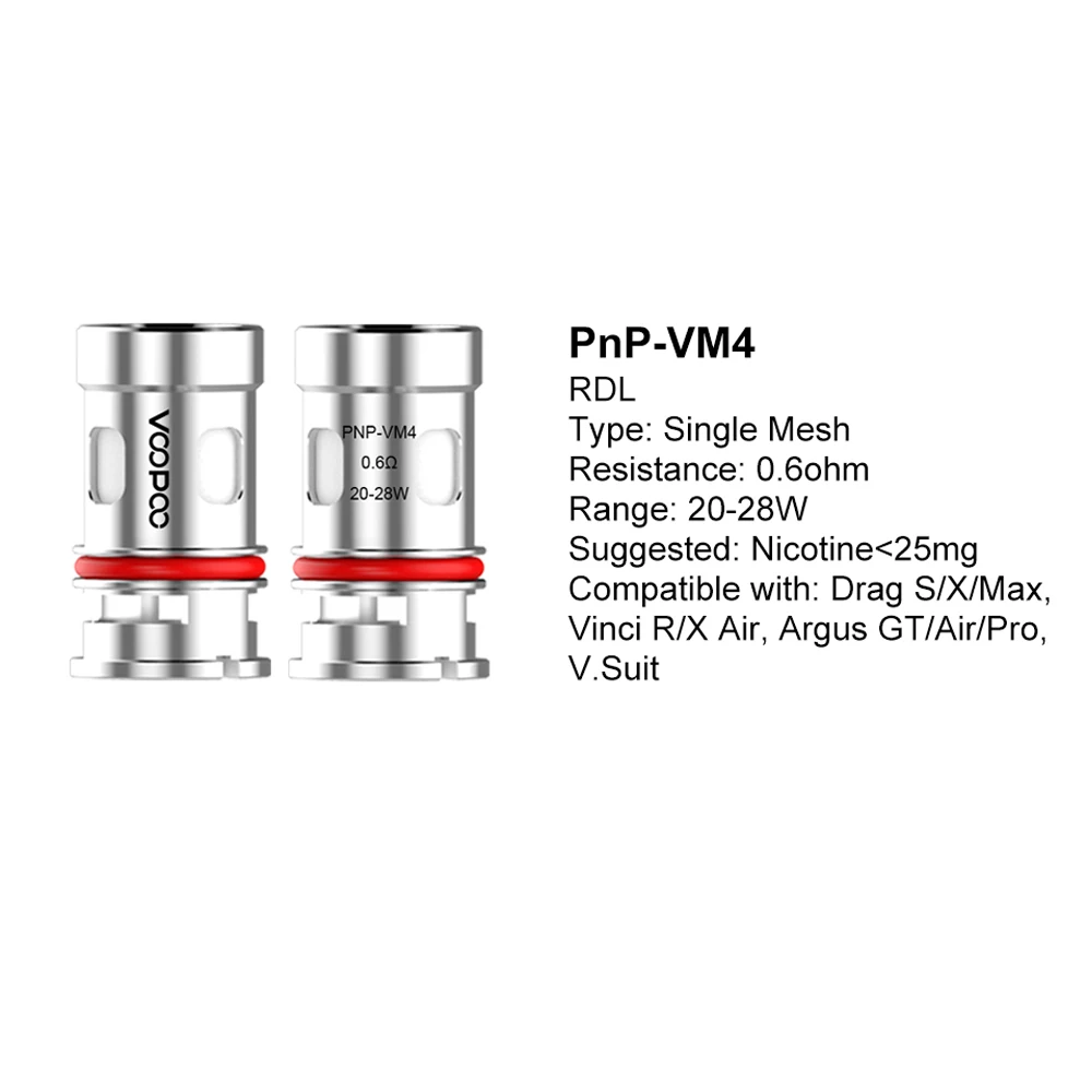 VM4 VOOPOO PnP катушки 0 6ohm сопротивление сетки головки подходят Voopoo Argus Drag Max X V костюм
