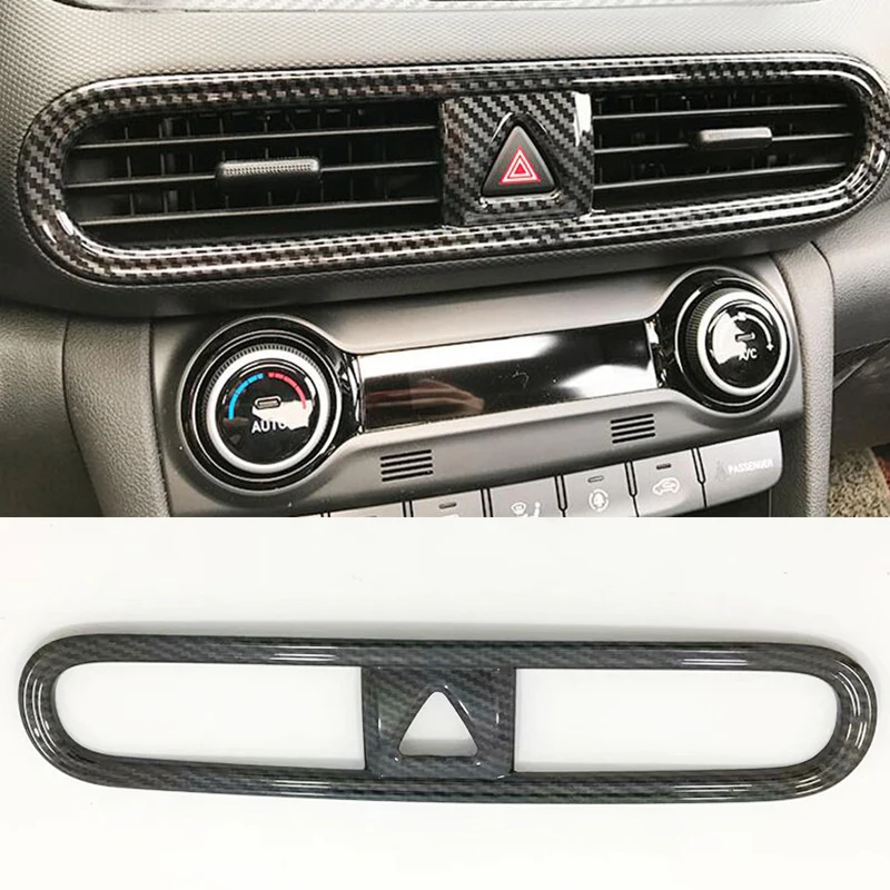 For-Hyundai-Kona-Encino-2018-2019-ABS-Matte-and-Carbon-fibre-Car-middle-air-outlet-Decoration