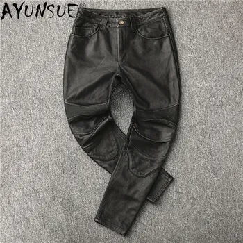 

AYUNSUE Pants Motorcycle Real Cow Retro Genuine Leather Men Clothing Long Pants Men's Clothes 2020 Trousers Ropa Hombre LXR480