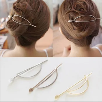 

New Korean Fashion Hair Accessories Simple Oval Hollow Tree Leaves Hairpins Metal Hairpin Jewelry