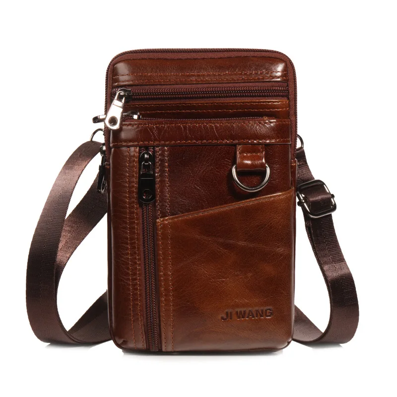 

Brand Genuine Leather Casual Men Shoulder Messenger Bag Men's Belt Cross Waist Fanny Pack 7' Cell Phone Pouch Wallet Bags