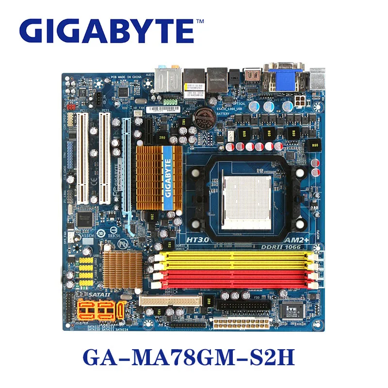 Разъем AM2+ для AMD 780G Gigabyte GA-MA78GM-S2H материнская плата DDR2 16 Гб GA MA78GM-S2H настольная системная плата ATX используется PCI-E X16
