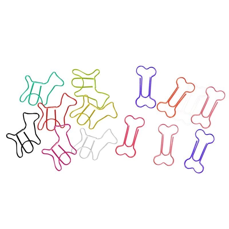 

HOT-48 Pieces Metal Paper Clips in PVC Box , 24 Pieces Bone with 24 Pieces Dog