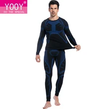 YOOY, мужские комплекты термобелья, мужские кальсоны на осень и зиму, рубашка+ штаны, мужские топы, компрессионная быстросохнущая термо одежда