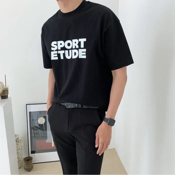 

Men Short Sleeve Letter Print T-shirt Male Women Couple Japan Korea Streetstyle Casual Loose Tees Shirts