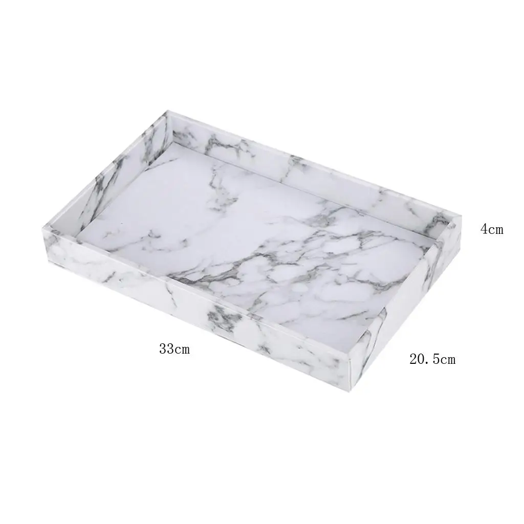 Marble Looking Serving Tray PU Leather For Coffee Drinks Desserts Rectangle