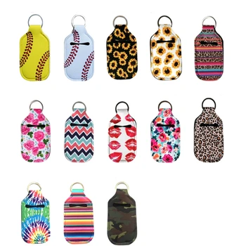 

100pcs/lot Neoprene Hand keyring 30ML Sanitizer Bottle Holder Keychain Bags Key Rings Hand soap Bottle Holder 10*6cm
