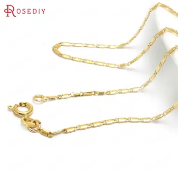 

(37954)2PCS Full length 44CM 24K Gold Color Copper with Round Spring Clasps Finished Necklace Chains Jewelry Making Supplies