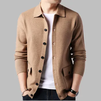 

New Mens Knitted Sweatercoat Wool Blends Jacket Casual Sweater Single Breasted U15 Mens Cardigan Sweater
