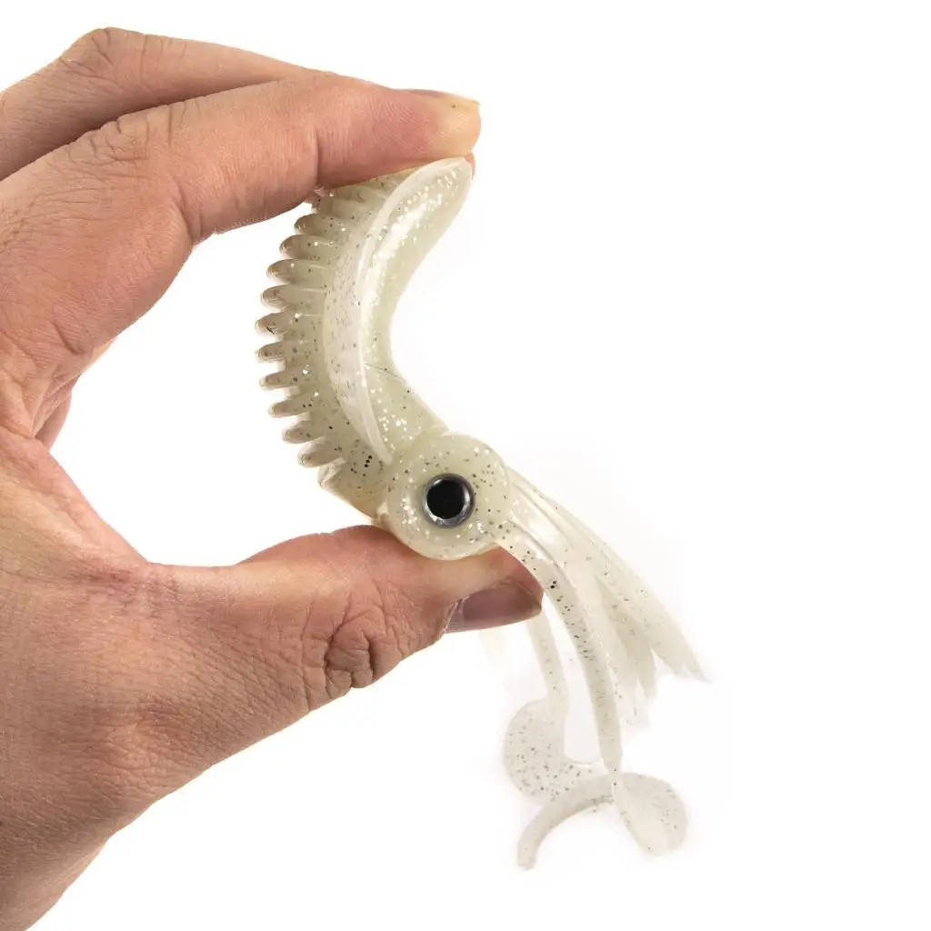 18.5cm Silicone Squid Skirts Fishing Lures Flat Wobblers Jigs Lifelike Shape Touching Feeling Luminous/Red Squid Night Fishing