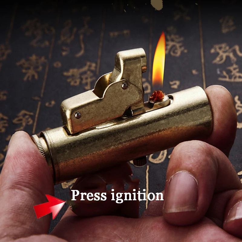 

Brass Vintage Cool Lighter Gadgets For Men Lighter Gasoline Flint Fire Starter Dropship Suppliers Smoking Accessories