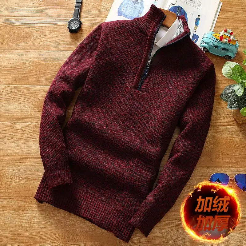 

2020 New Winter Woolen Men's Sweater, Turtleneck Middle Zipper Sweater, Spring Quality Wool Knitted Sweater