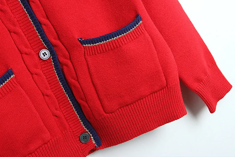 Женский красный кардиган однобортный Кардиган с v образным вырезом вязаный