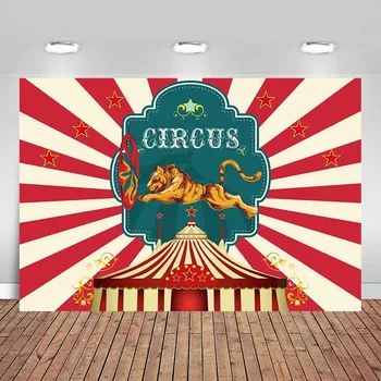 

Neoback Circus Party Photography Backdrop Circus Tiger Clown Show Background Stage Curtain Custom Backdrop for Photo Studio