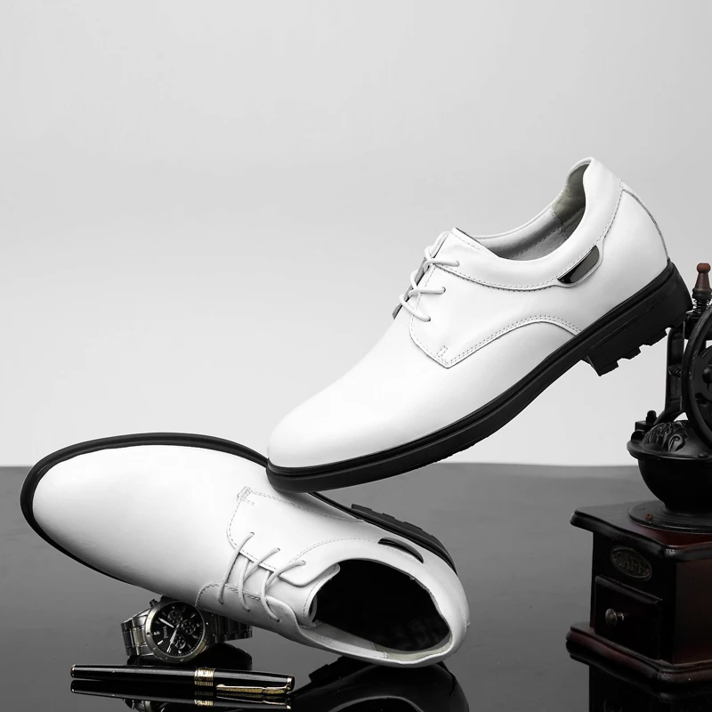 

2020 New Style Casual Men's Casual Shoes White Lace-up Leather Sneakers Black Men Business Shoes Big Size 36-47 Men Footwear *