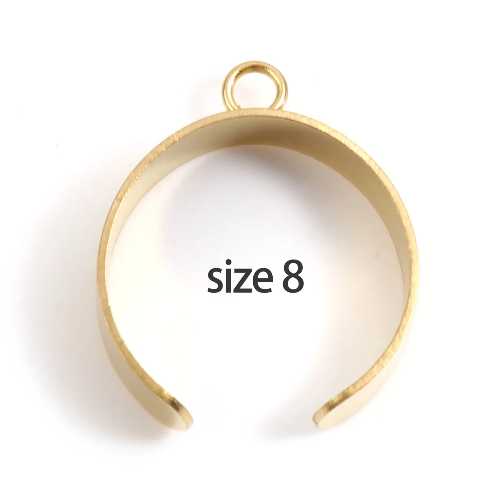 6mm 10mm Stainless Steel Open Adjustable Rings Gold Color Metal Round W/ Loop DIY Making Rings Jewelry Findings 18.1mm(US Sie 8)