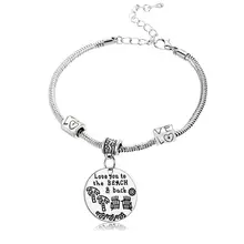 12 шт Любовь вас к пляжу и обратно браслеты круглый подвесной амулет браслеты влюбленные пары ювелирные изделия День святого Валентина подарки любовь бисера цепной браслет