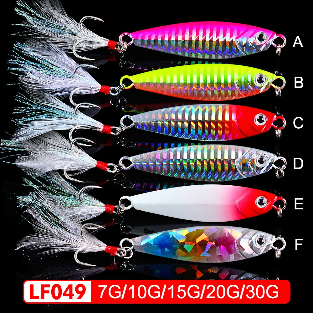 Lead Fish Jig Fishing Lure 7G-10G-15G-20G-30G Metal Bait 18 Colors Scale Artificial Hard Jigging Baits with 1/2 Hooks | Спорт и