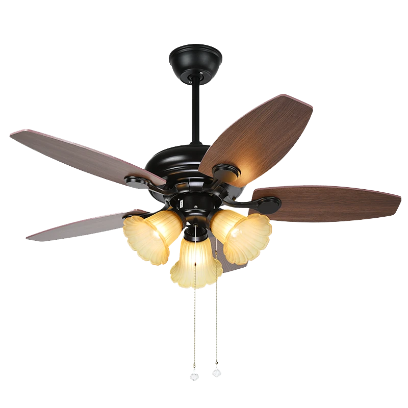Retro Style American E27 Remote Control High Quality Glass Led Ceiling Fan Lamp 42 Inch Mute Bedroom Home Wooden Blade Fan Lamp Ceiling Fans Aliexpress