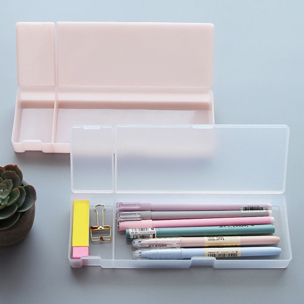 Творческий Простой Прозрачный пенал школьника плаcтиковые горшки хранение ручек коробка обучения офисные подарки принадлежности