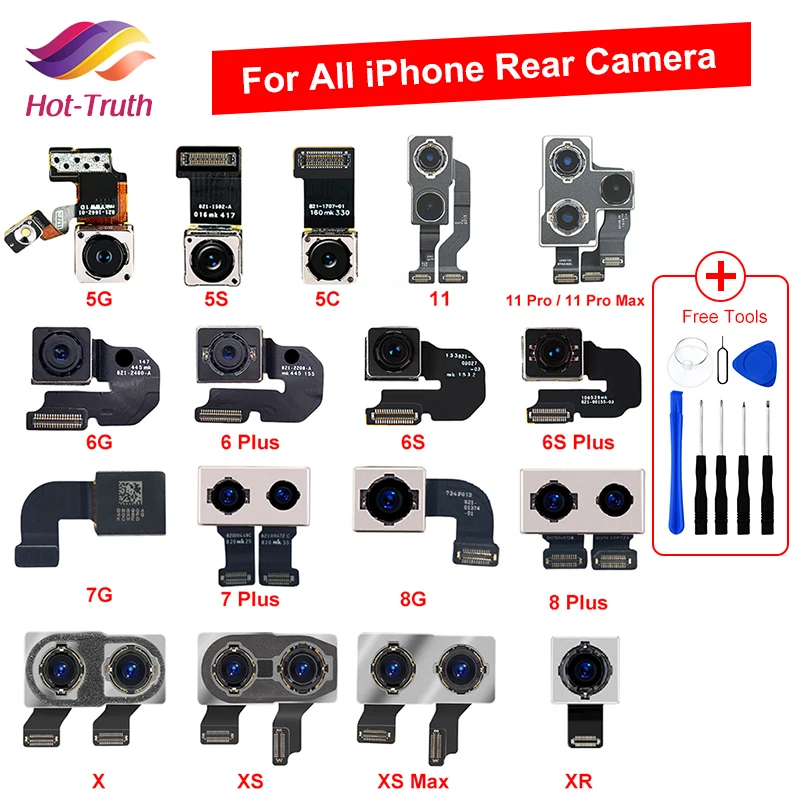 1 шт. оригинальная задняя камера для iPhone X XR XS 5 5S 5C SE 6 6S 7 8 Plus MAX с модулем вспышки и