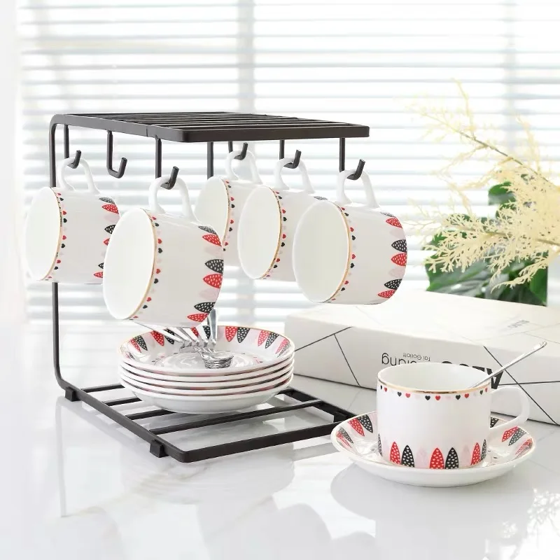 

Brief Ceramic Coffee Cup Saucer Spoon Set Nordic Tea Cup Matt Porcelain Tea Set Advanced Teacup Cafe Espresso Cup